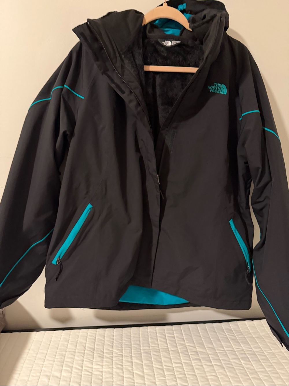 The North Face Black Ski Jacket with Teal Trim